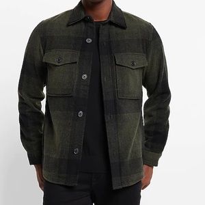 EXPRESS Plaid Wool-Blend Shirt Jacket Scotch Pine Size Medium NWT Retail $118!!!